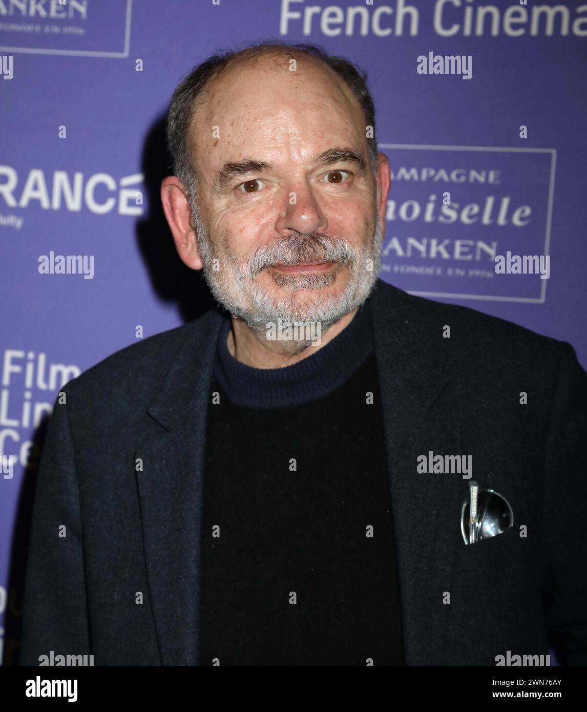 February 29, 2024, New York, New York, USA: Actor JEAN PIERRE DARROUSSIN seen at red carpet arrivals for the Opening Night - 29th Rendez-Vous with French Cinema held at the Walter Reade Theater at Lincoln Center. (Credit Image: © Nancy Kaszerman/ZUMA Press Wire) EDITORIAL USAGE ONLY! Not for Commercial USAGE! Stock Photo