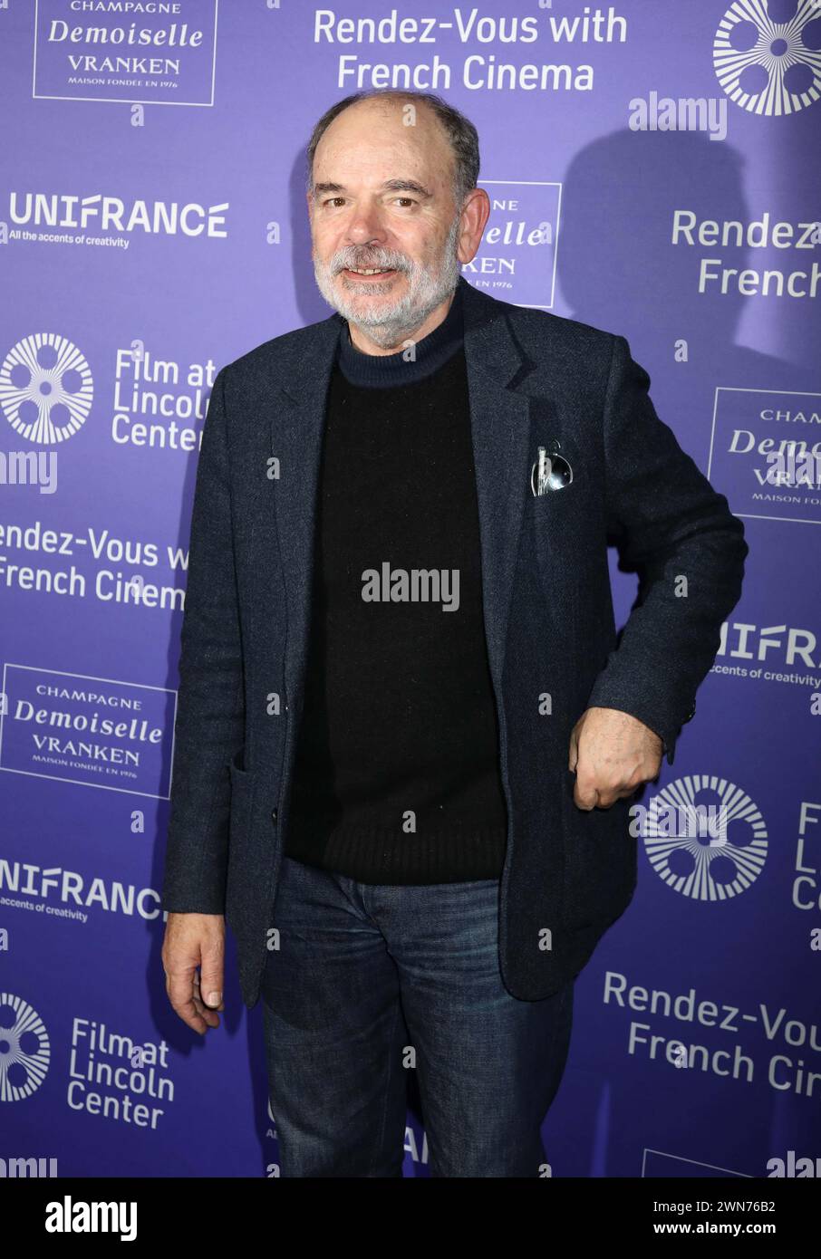 February 29, 2024, New York, New York, USA: Actor JEAN PIERRE DARROUSSIN seen at red carpet arrivals for the Opening Night - 29th Rendez-Vous with French Cinema held at the Walter Reade Theater at Lincoln Center. (Credit Image: © Nancy Kaszerman/ZUMA Press Wire) EDITORIAL USAGE ONLY! Not for Commercial USAGE! Stock Photo