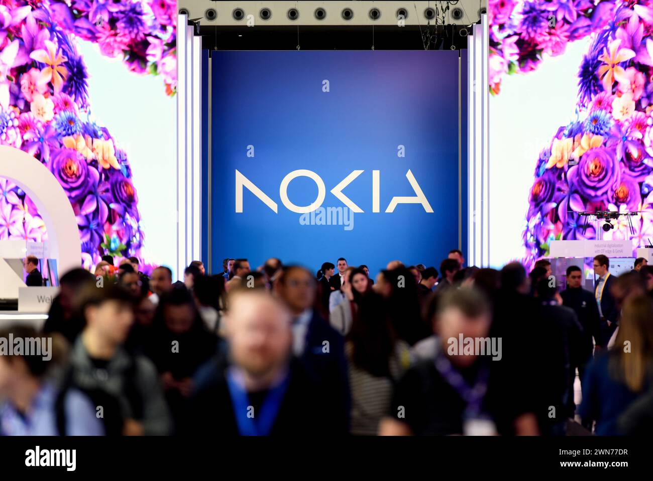 Barcelona, Spain. 29th Feb, 2024. View of the entrance to the Nokia brand stand at the Mobile World Congress. The Mobile World Congress has closed after four days of activity with a figure of 101,000 visitors according to the Director of Fira de Barcelona Constantí Serrallonga. Credit: SOPA Images Limited/Alamy Live News Stock Photo