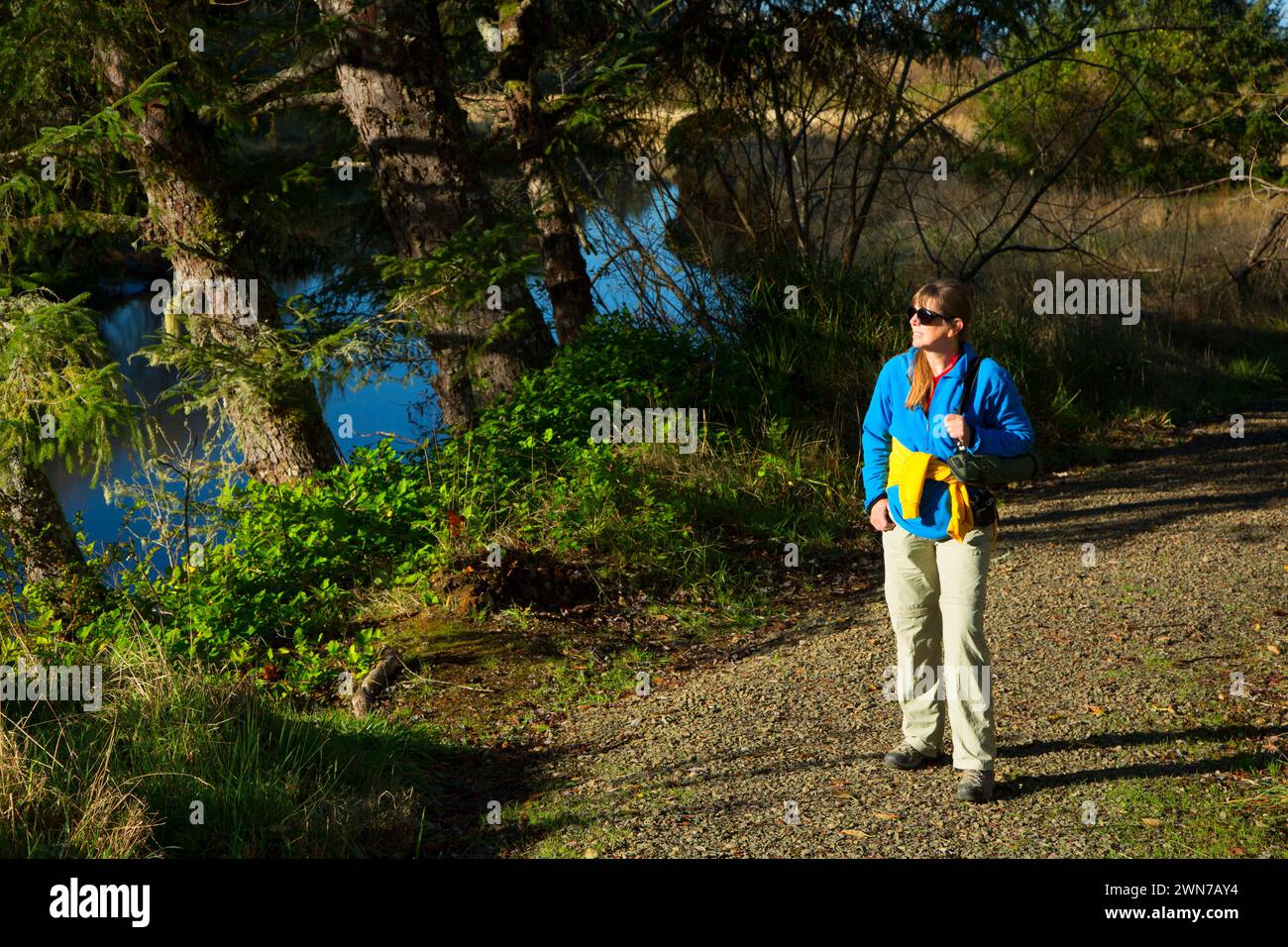 Alder Island Nature Trail, Siletz Bay National Wildlife Refuge, Oregon Stock Photo