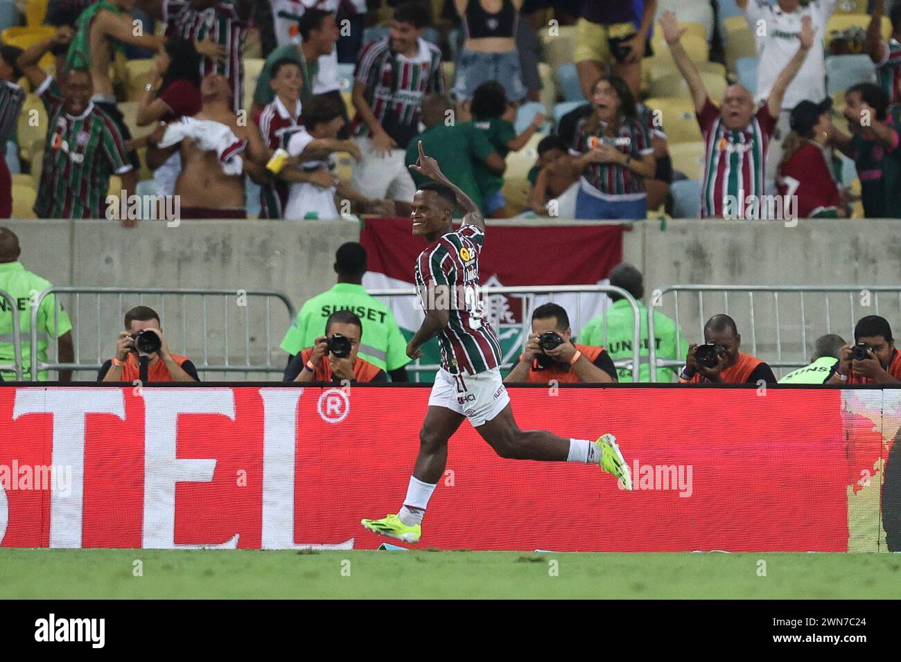 Maracana John Arias of Fluminense, celebrates his goal during the match