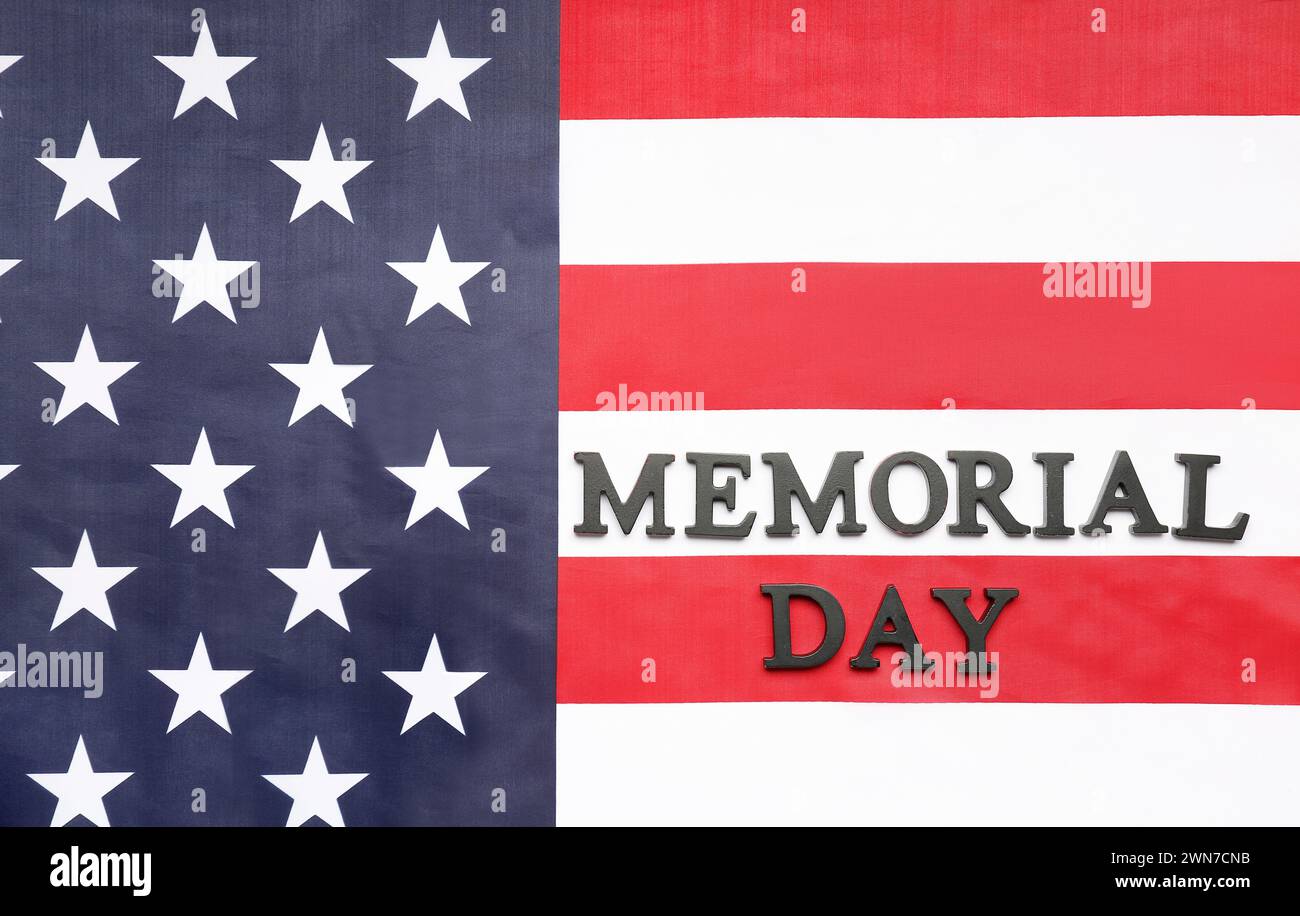 Text MEMORIAL DAY on USA flag Stock Photo - Alamy