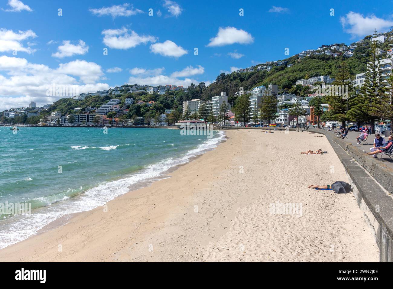 Oriental Bay Beach, Oriental Bay, Wellington, New Zealand Stock Photo