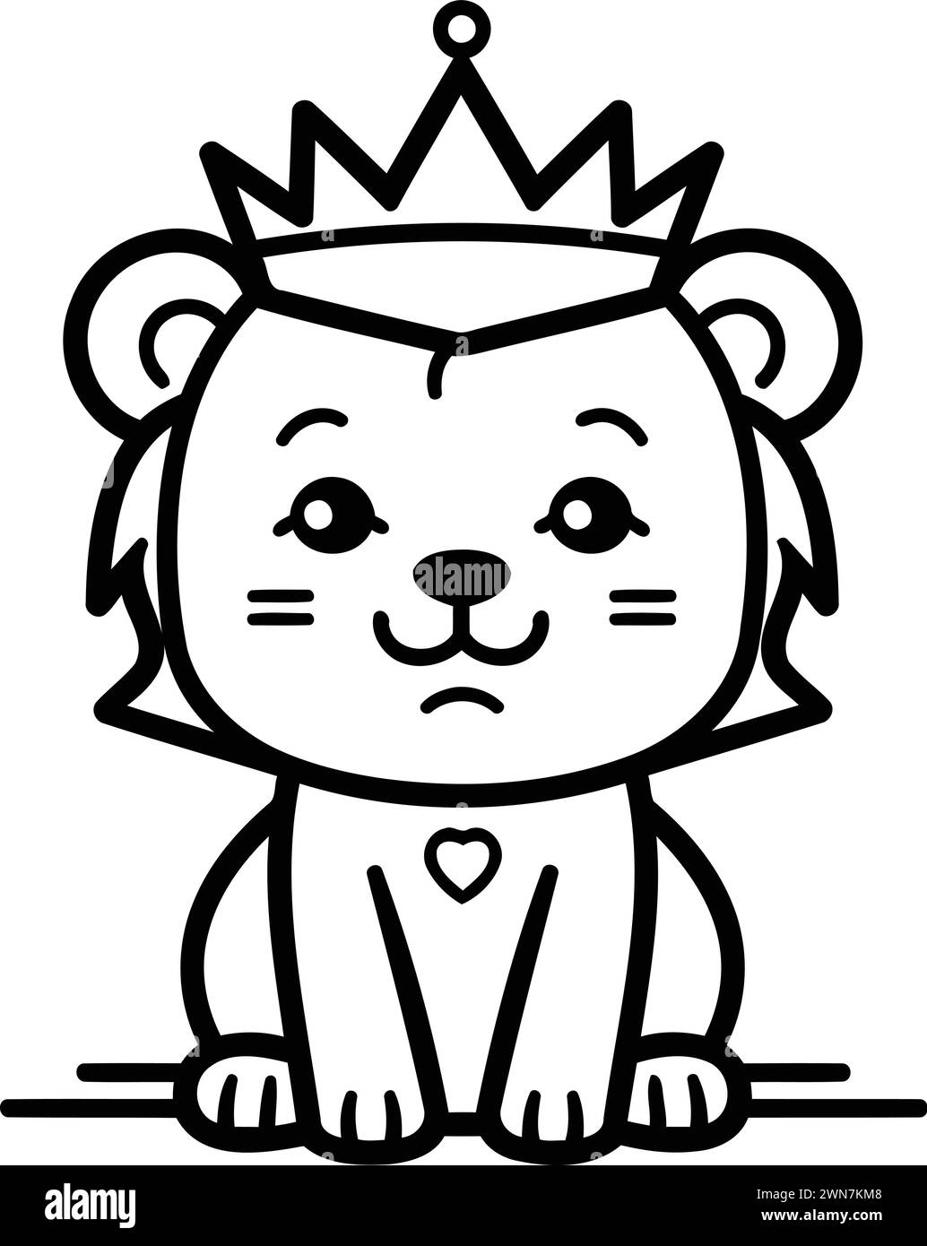cute lion king with crown kawaii character vector illustration design