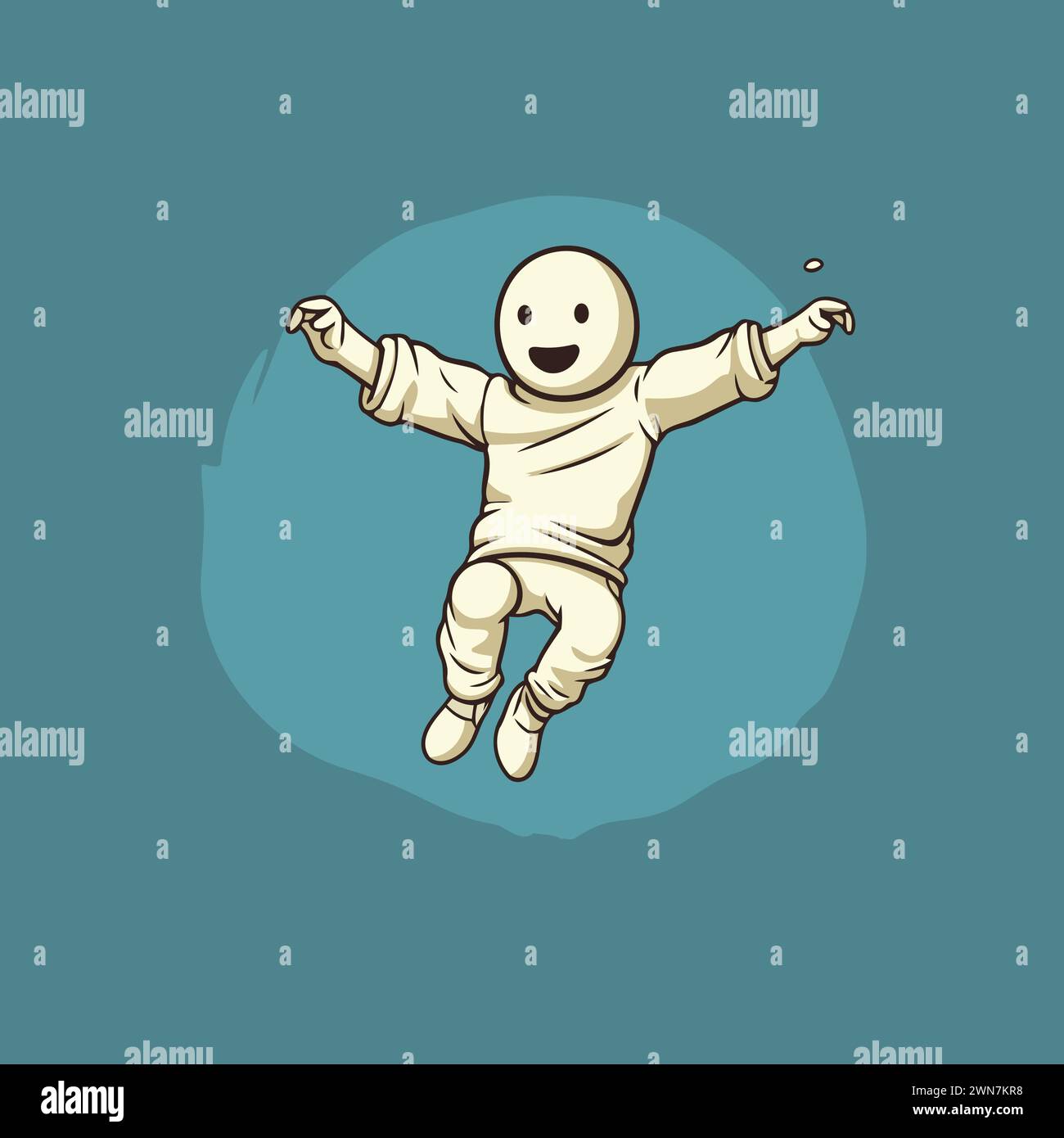 Funny spaceman in space suit jumping. Cartoon vector illustration Stock ...