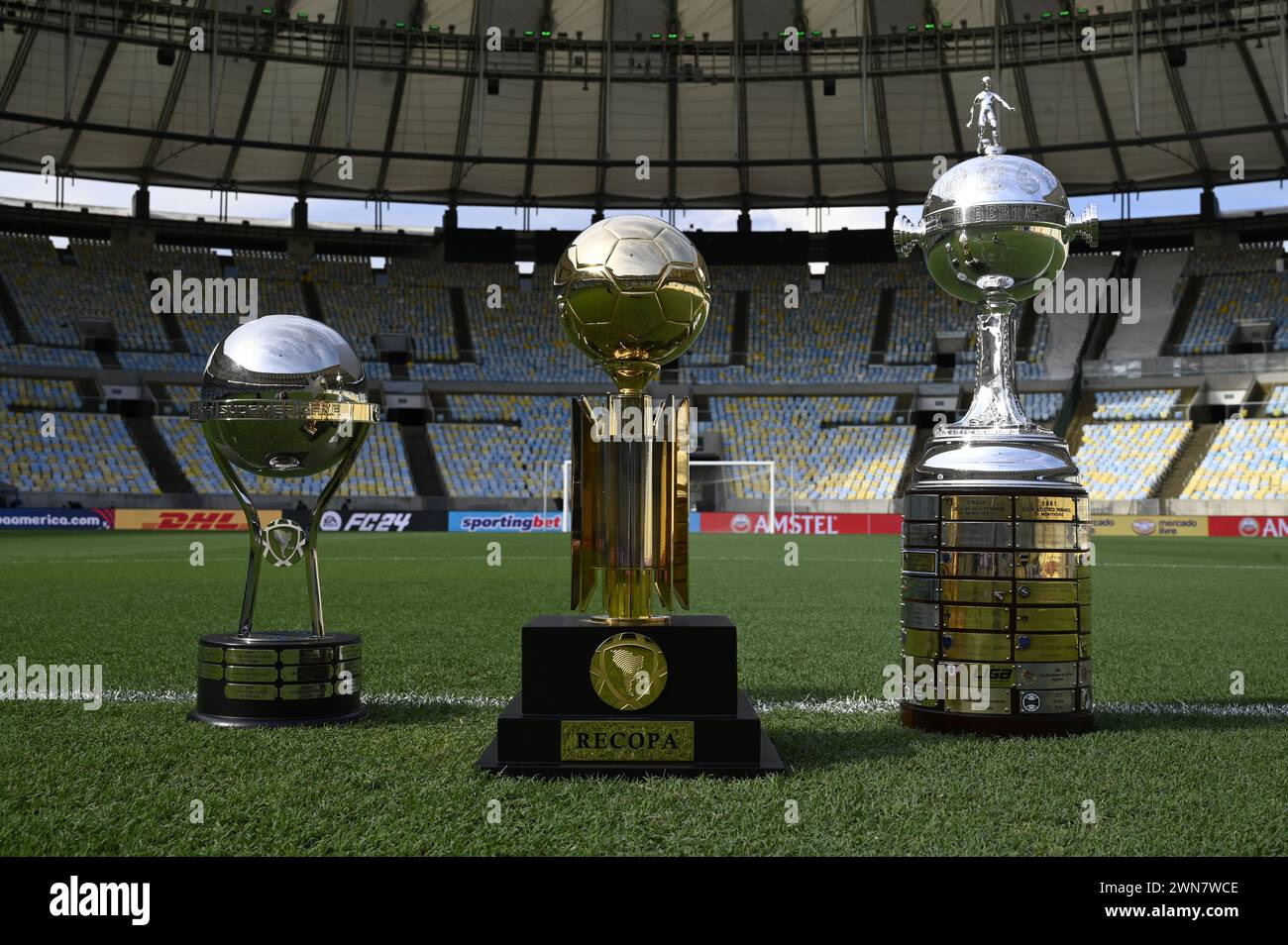 Rio de JaneiroBrazil, February 28, 2024, Trophies from the Copa