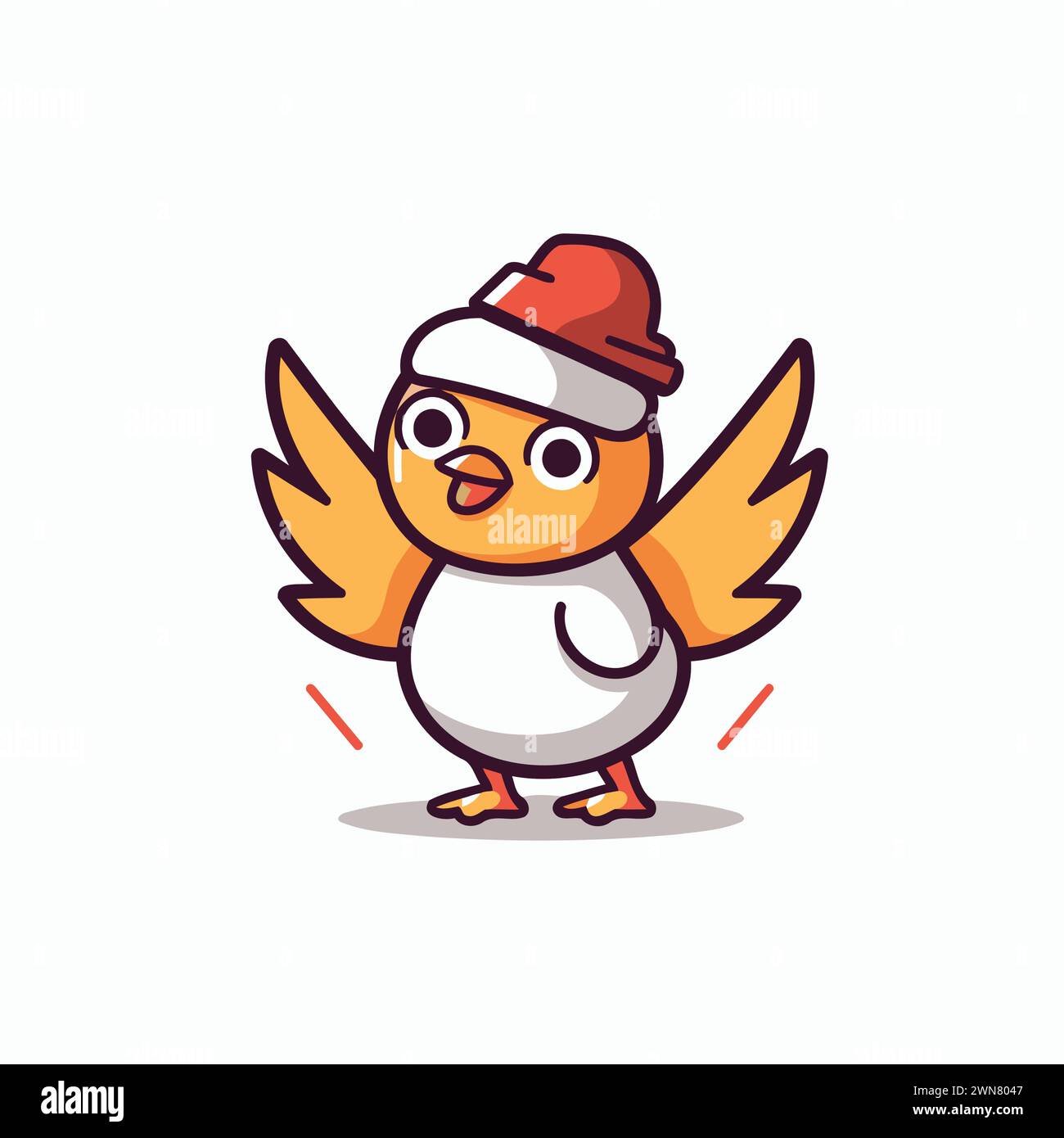 Cute little chicken in santa claus hat. Vector illustration. Stock Vector