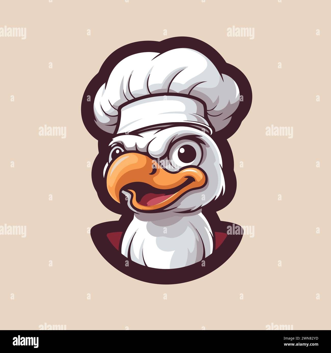 Eagle chef logo. Vector illustration of a bird wearing a chef hat. Stock Vector