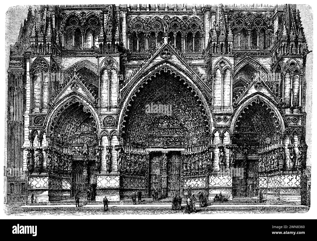 Amiens: portal of the cathedral, ,  (art history book, 1887), Amiens: Portal der Kathedrale, Amiens: portail de la cathédrale Stock Photo