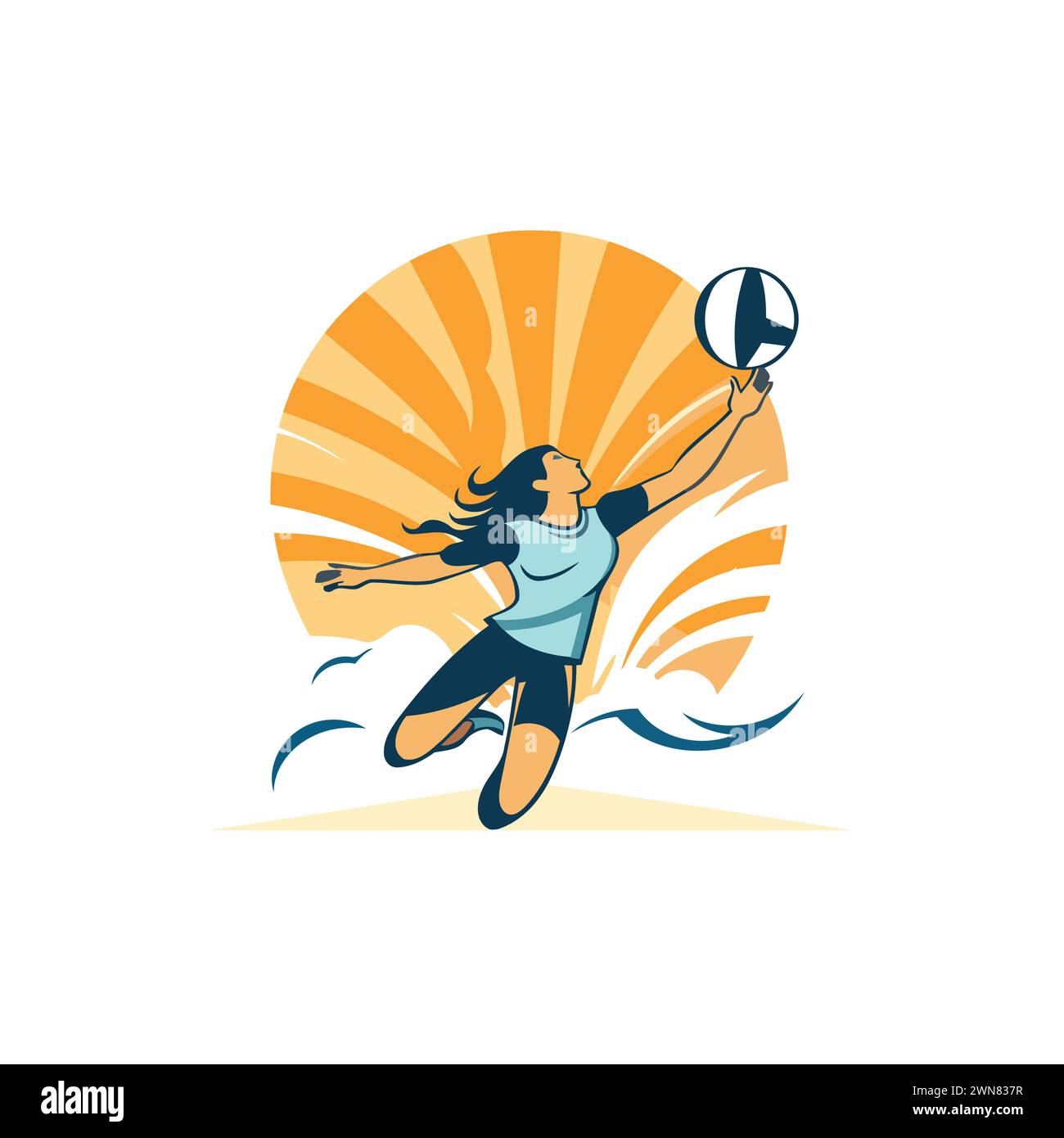 Volleyball player with ball in hand. Vector illustration on white background. Stock Vector