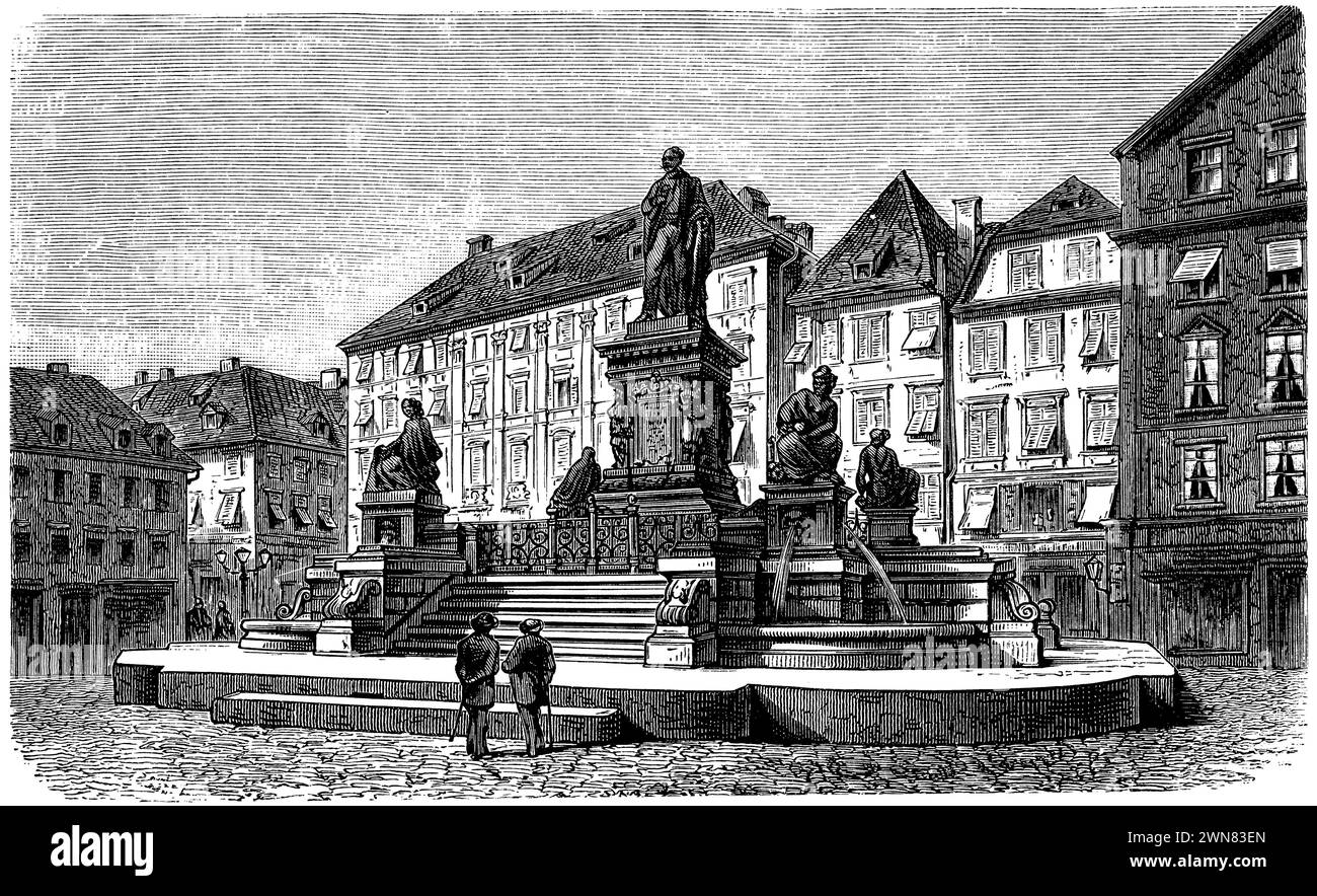 Archduke Johann Monument in Graz, ,  (encyclopedia, 1893), Erzherzog-Johann-Denkmal zu Graz, Monument à l'archiduc Jean à Graz Stock Photo