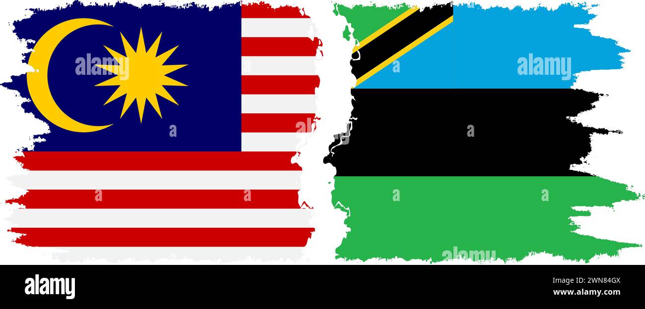Zanzibar and Malaysia grunge flags connection, vector Stock Vector ...
