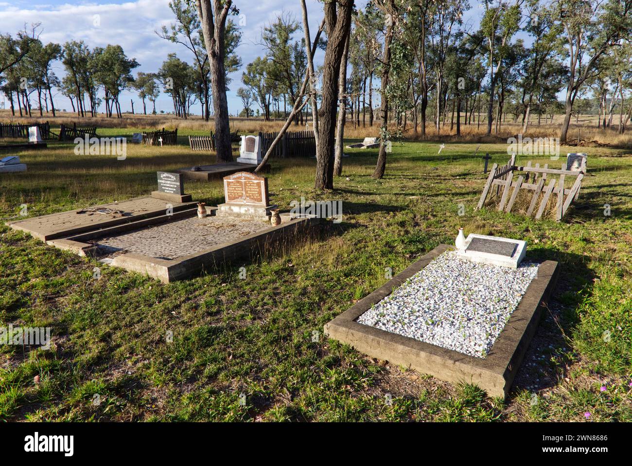 Cemetery with historic headstones Cracow Queensland Australia Stock Photo