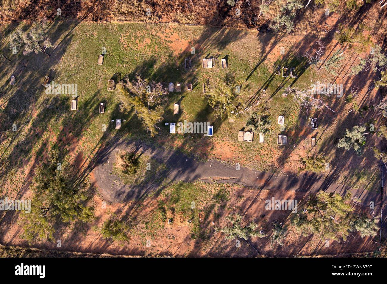 Aerial of the cemetery at Cracow Queensland Australia Stock Photo