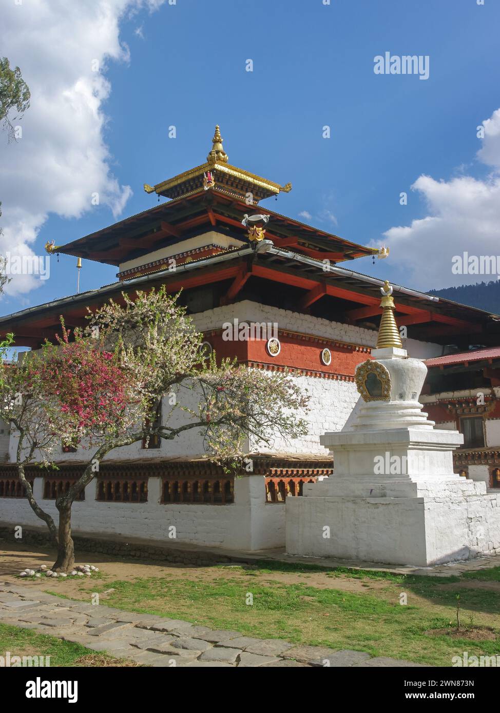 Scenic vertical view of ancient Kyichu lhakhang buddhist temple in ...