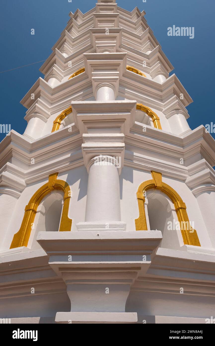 Dipmal lamp tower Mangueshi Hindu Temple Ponda Goa India Stock Photo