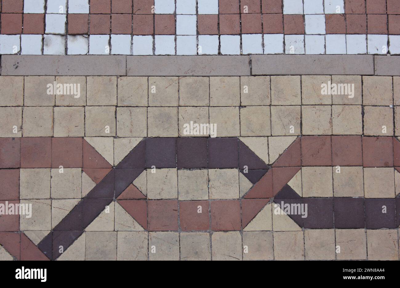 A patterned tiled wall background Stock Photo