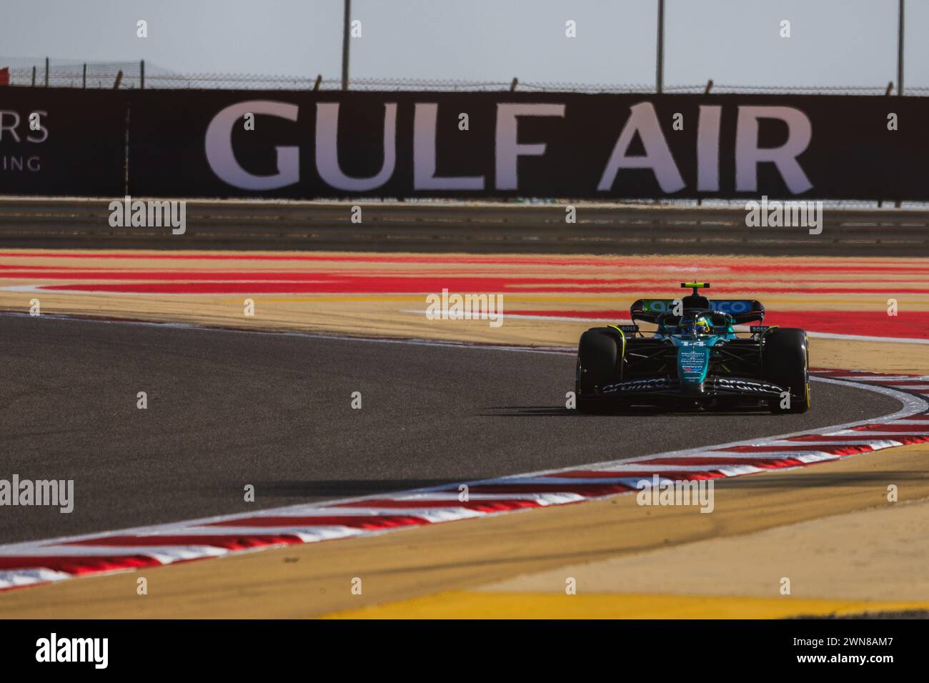 MANAMA, BAHRAIN, Bahrain International Circuit, 29.Feb.2024: Fernando Alonso of Spain and Aston Martin Aramco Cognizant F1 Team during Formula One Bah Stock Photo