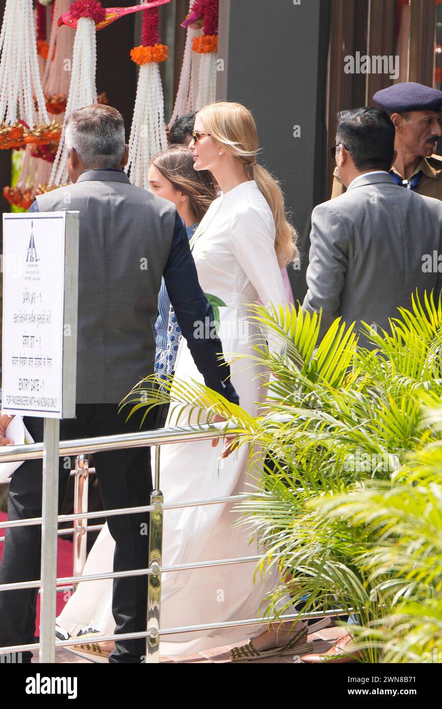 Ivanka Trump arrives to attend a prewedding bash of billionaire