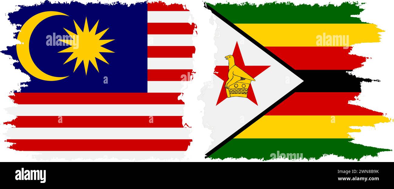 Zimbabwe and Malaysia grunge flags connection, vector Stock Vector ...