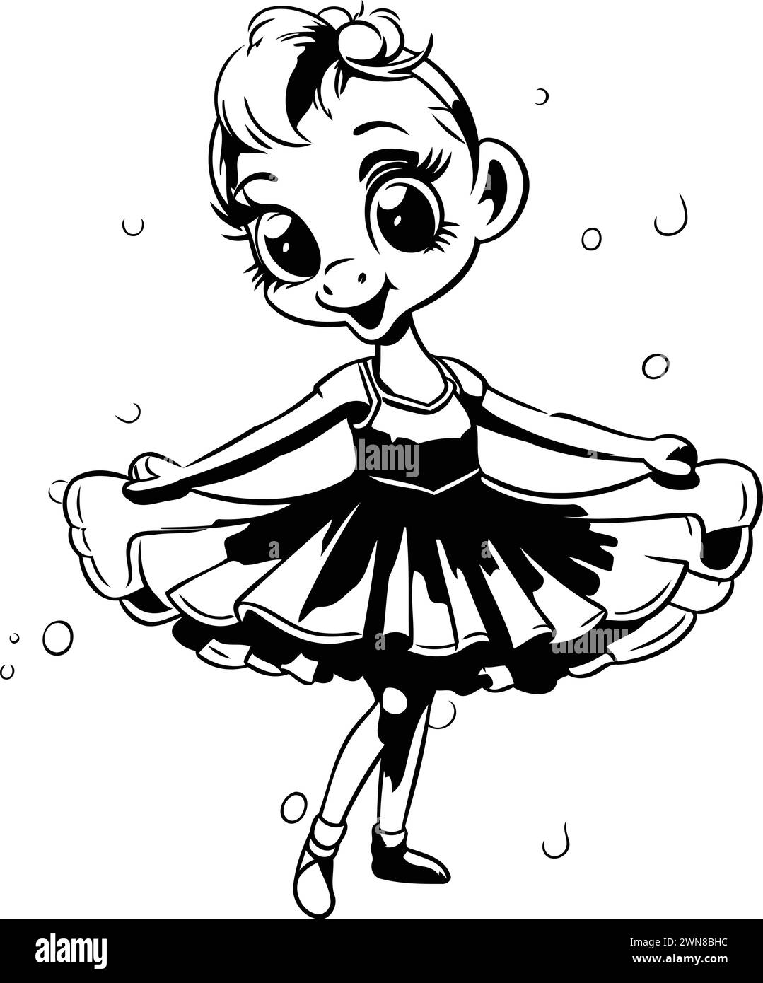 Cute ballerina in black and white. Vector illustration Stock Vector