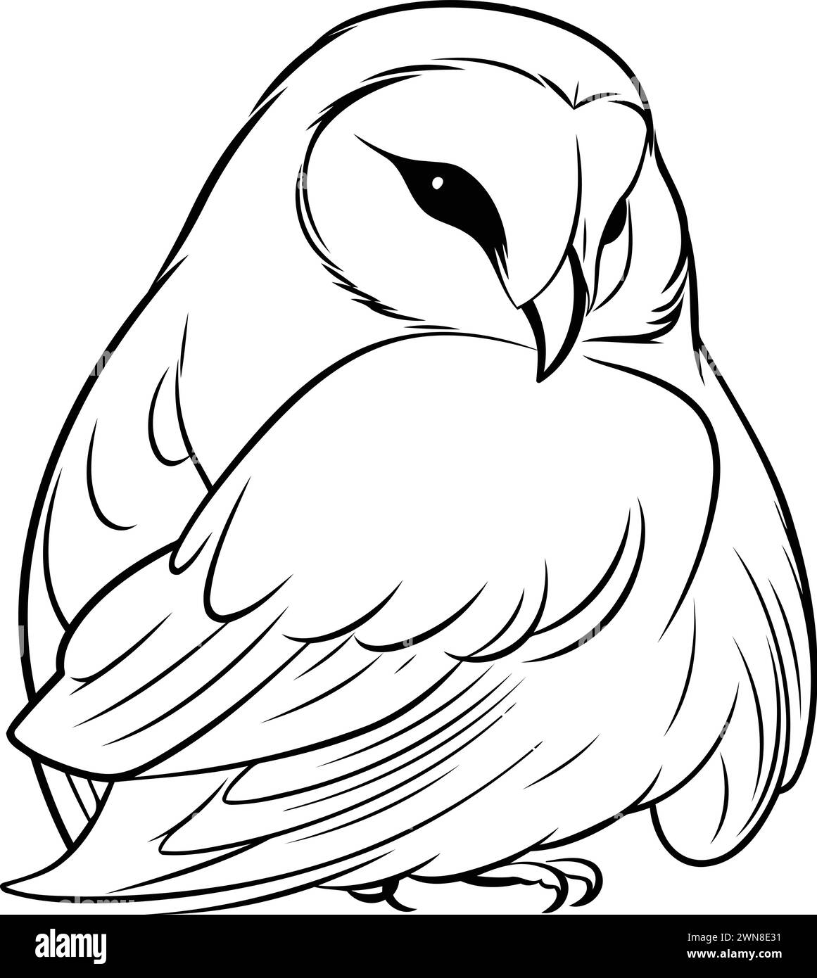 Illustration of a black and white owl isolated on a white background ...