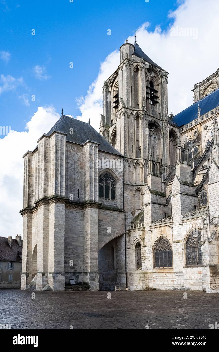 The beautiful Saint-Etienne cathedral in the medieval Bourges city in ...