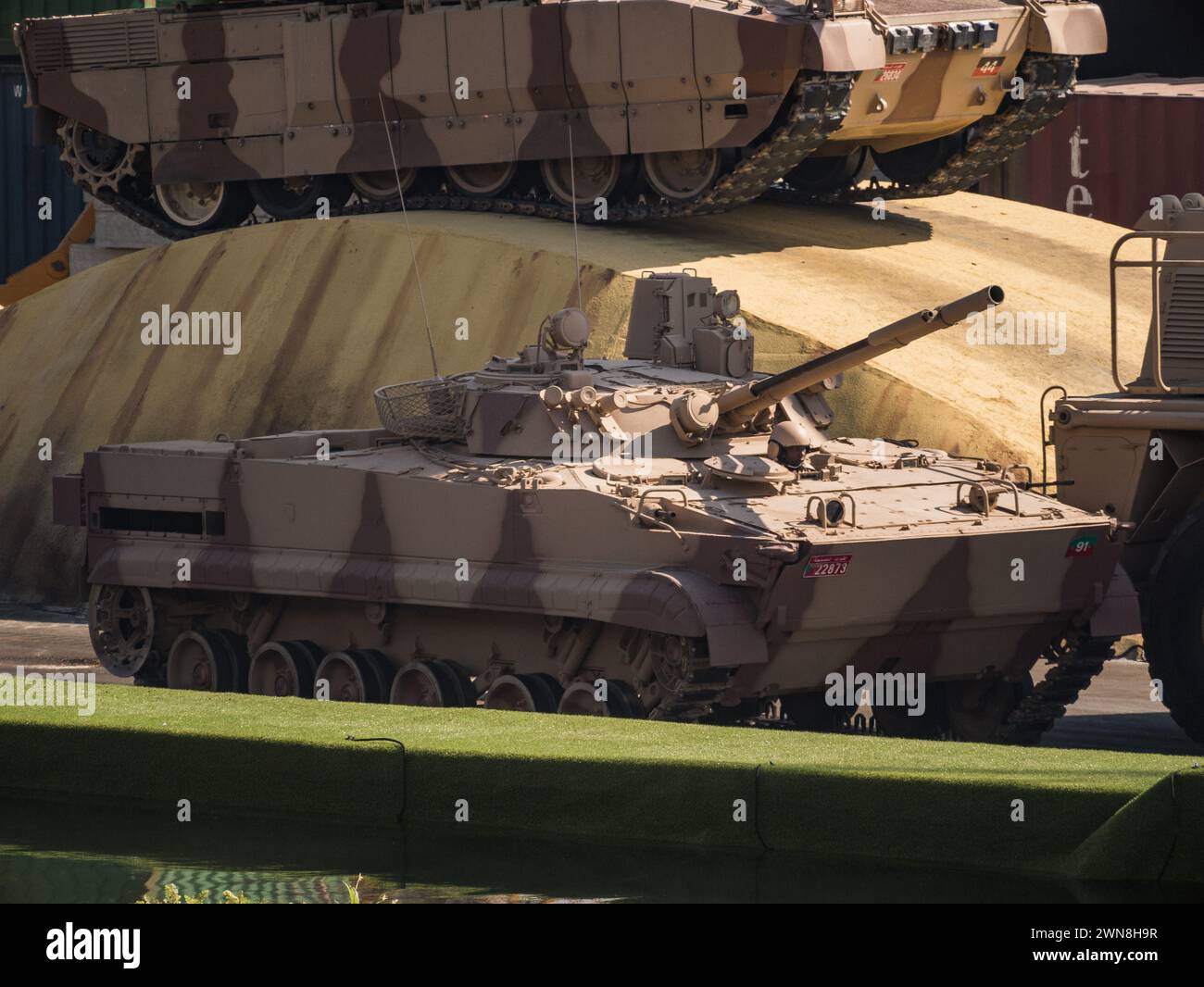 Abu Dhabi, UAE - Feb.25.2015: BMP-3 AFV (Armoured Fighting Vehicle) at IDEX 2015 Stock Photo