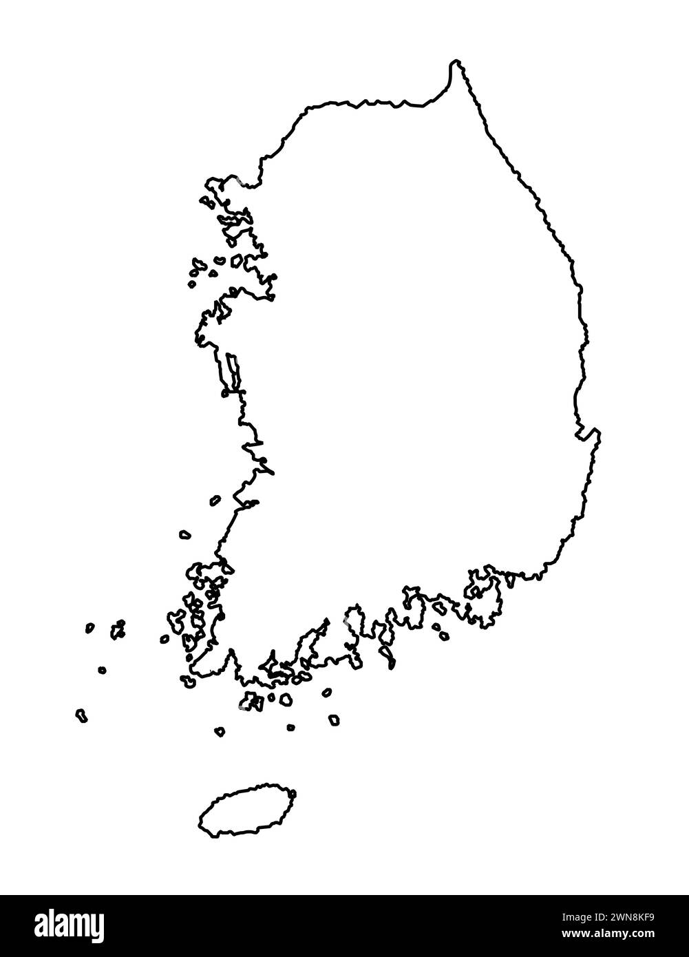 Outline silhouette map of South Korea over a white background Stock Photo Alamy
