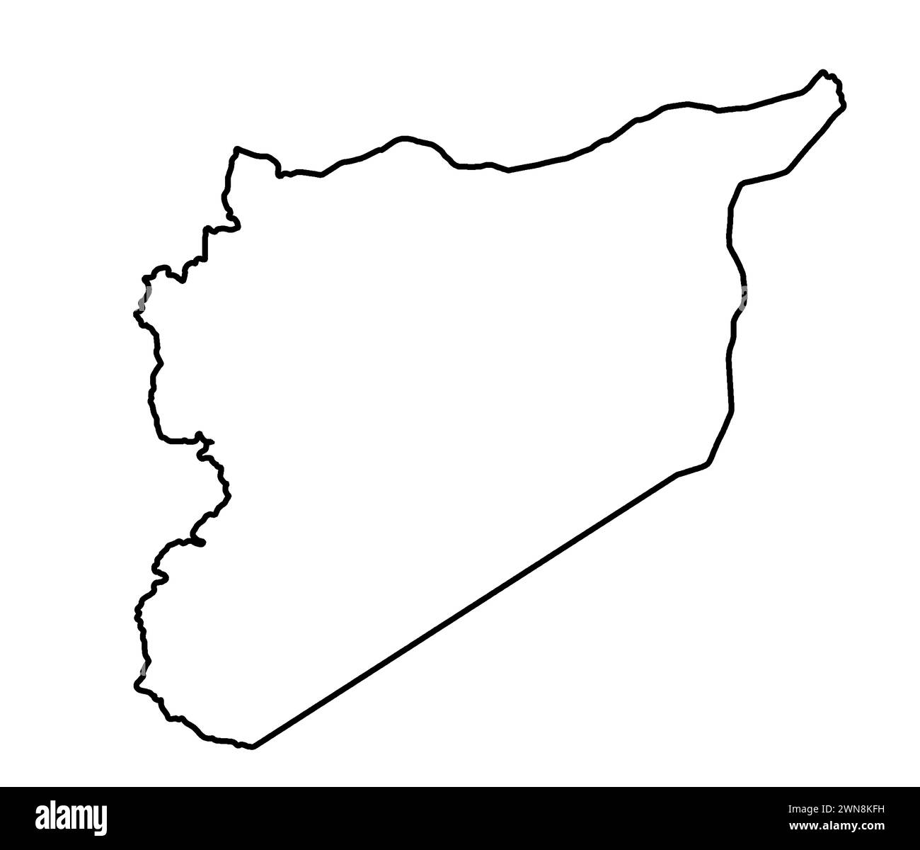 Outline silhouette map of Syria over a white background Stock Photo