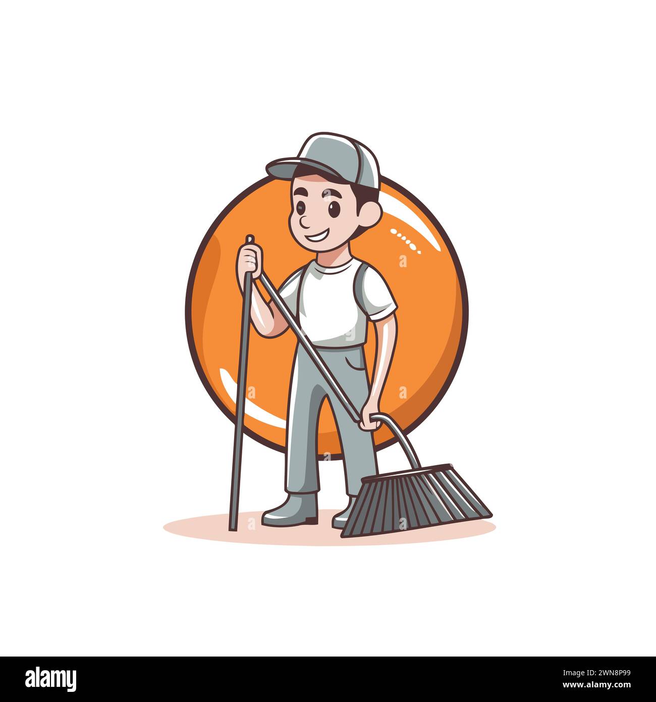 Worker with broom hi-res stock photography and images - Alamy