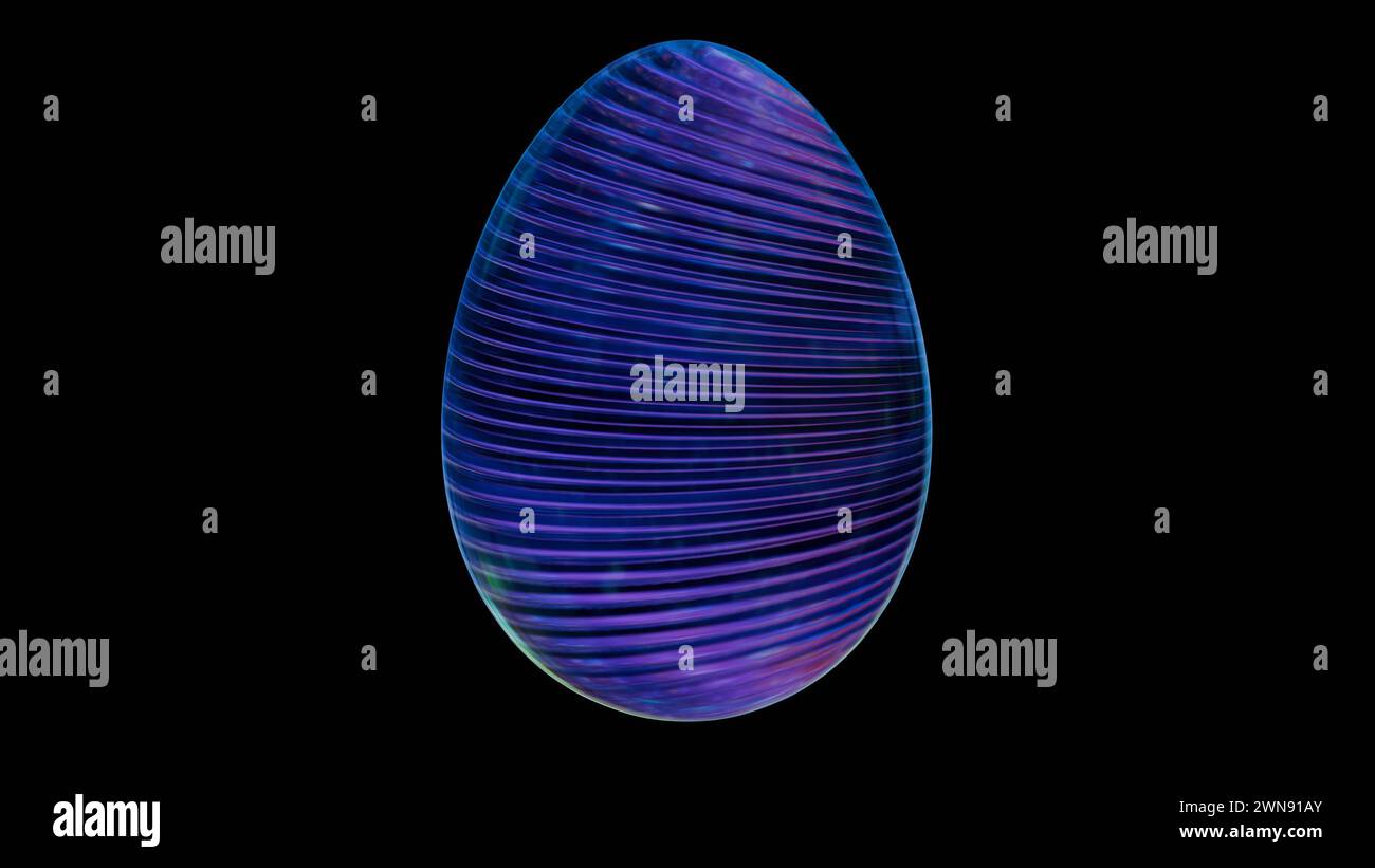 3D minimalist Easter egg design with a glass texture and retro wave ...