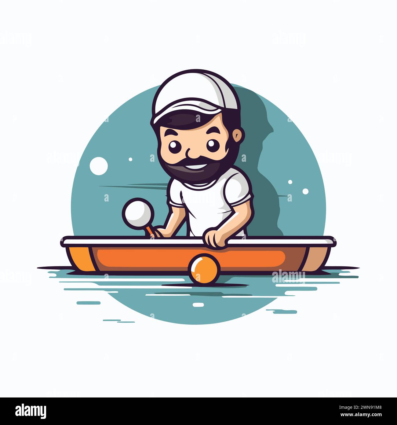 Man playing table tennis vector illustration. Cartoon character in flat style. Stock Vector