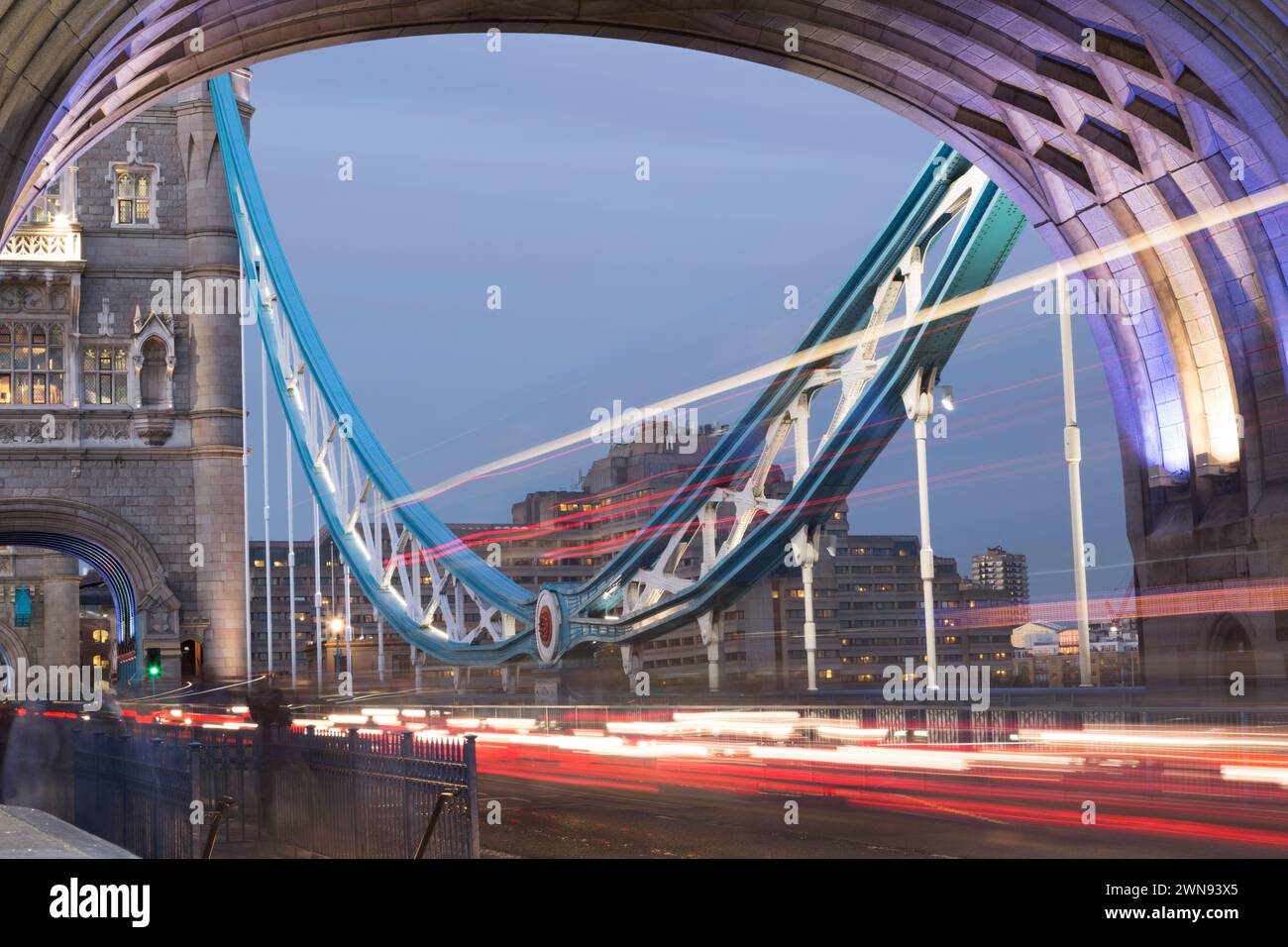 UK, London, Tower Bridge at night with traffic trails Stock Photo - Alamy