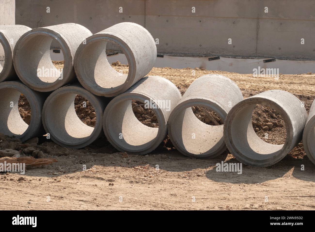 Concrete tube for Construction in nature background Stock Photo Alamy