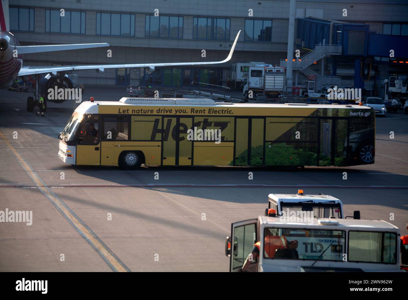 passenger bus athens international airport eleftherios venizelos sparta athens greece Stock Photo