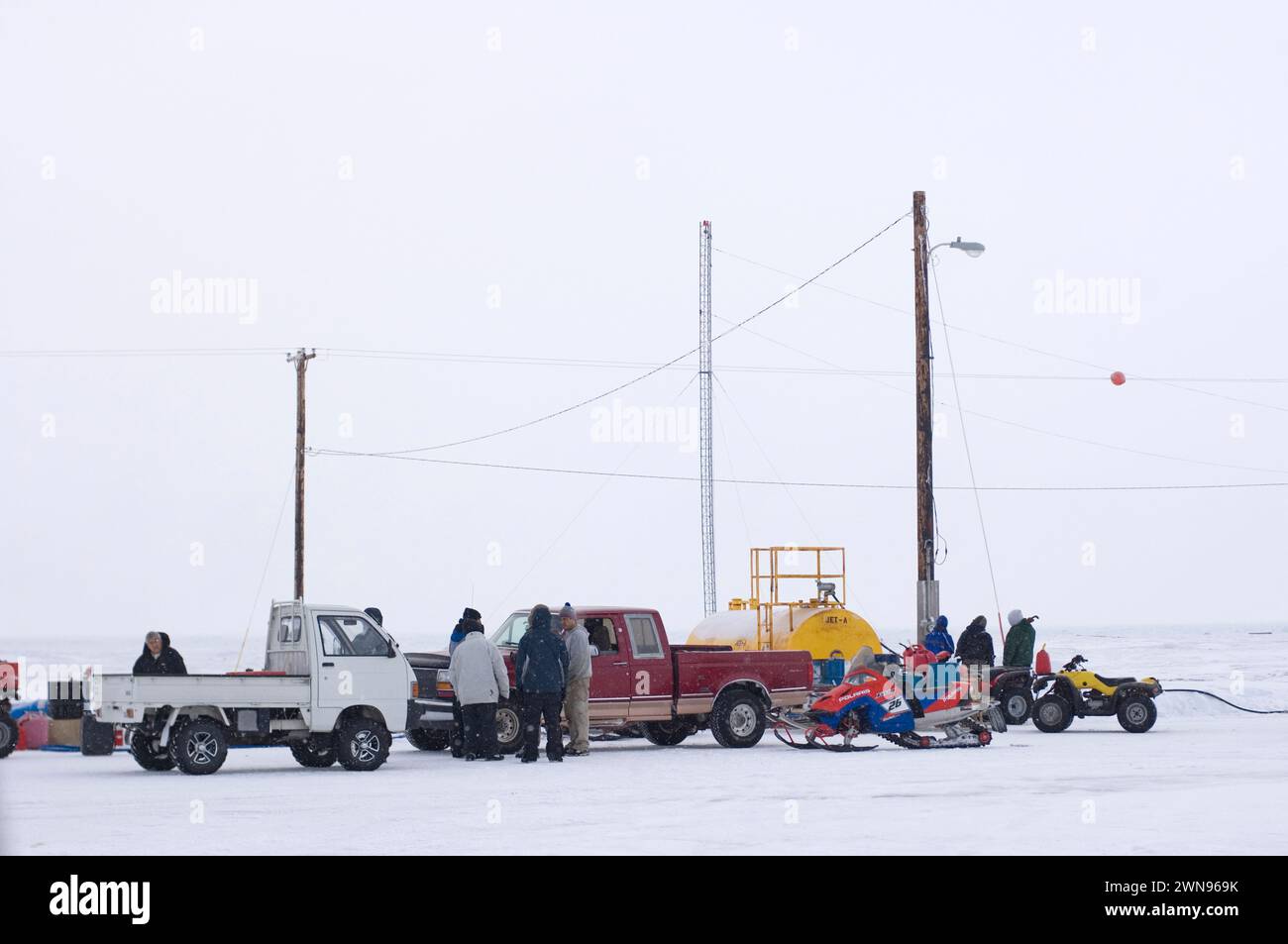 fish and wildlife gives out free gas at the airport outside the oldest Inupiat village of Point Hope Tigia Arctic Alaska Stock Photo