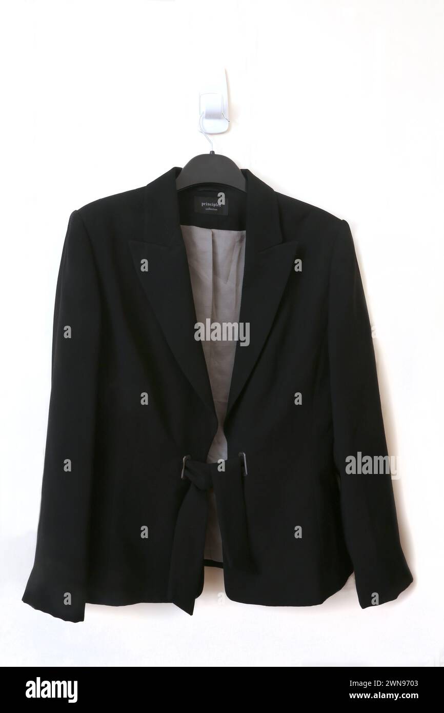 Woman's Blazer Jacket with Tie Up Front and Silver Lining Stock Photo