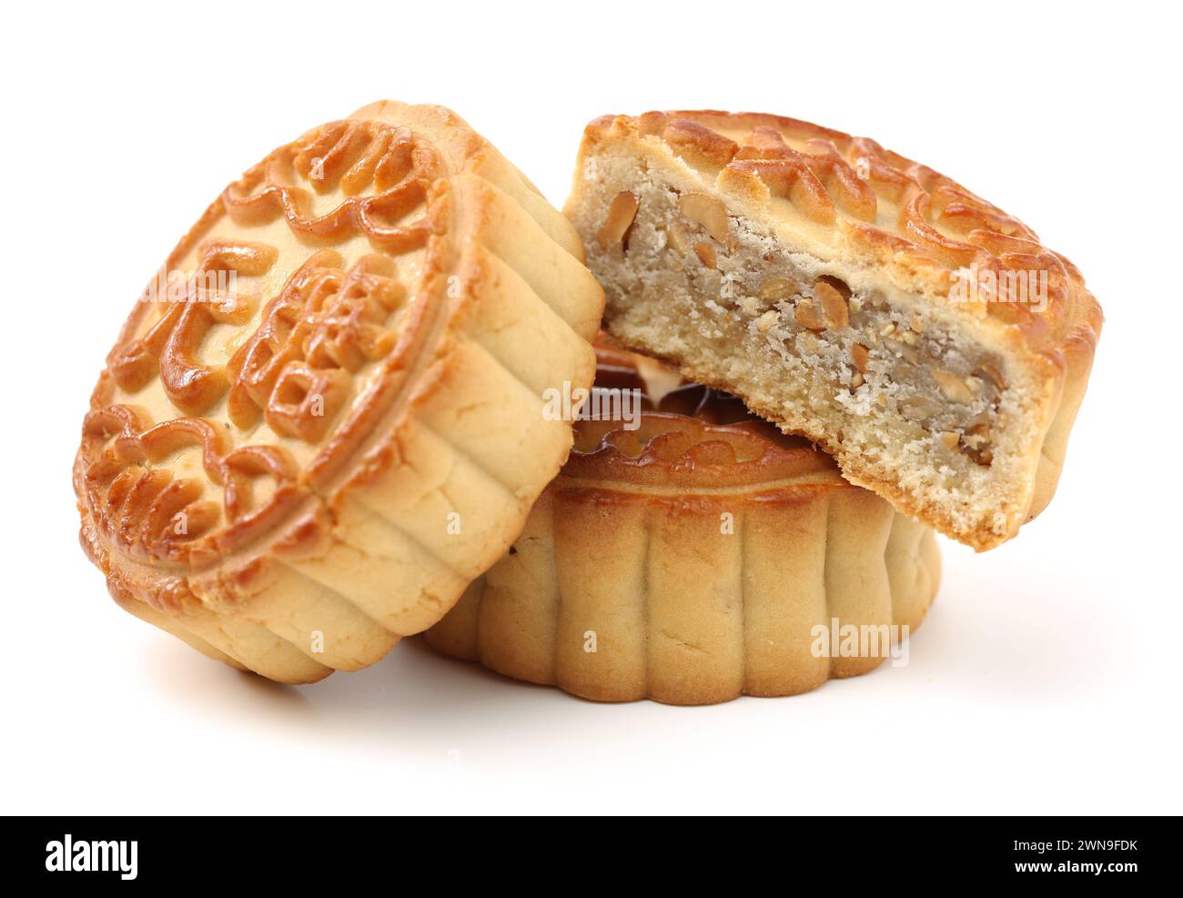 Mid-Autumn Festival moon cake on white background Stock Photo - Alamy