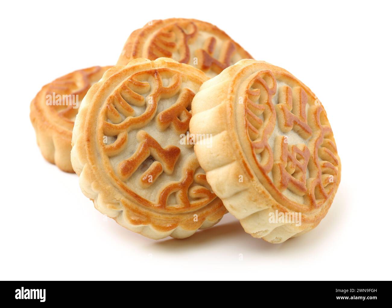 Mid-Autumn Festival moon cake on white background Stock Photo - Alamy