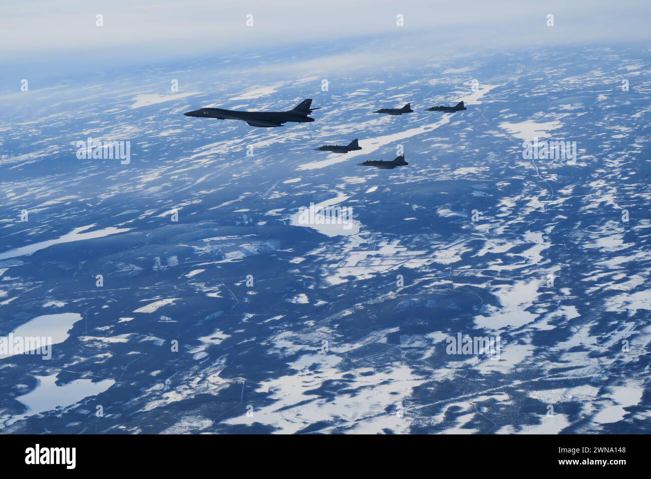 U.S. Air Force bomber conducts training with Swedish Air Force as part of Bomber Task Force 24-2, Feb. 26, 2024.Courtesy photo by Swedish Air Force Stock Photo