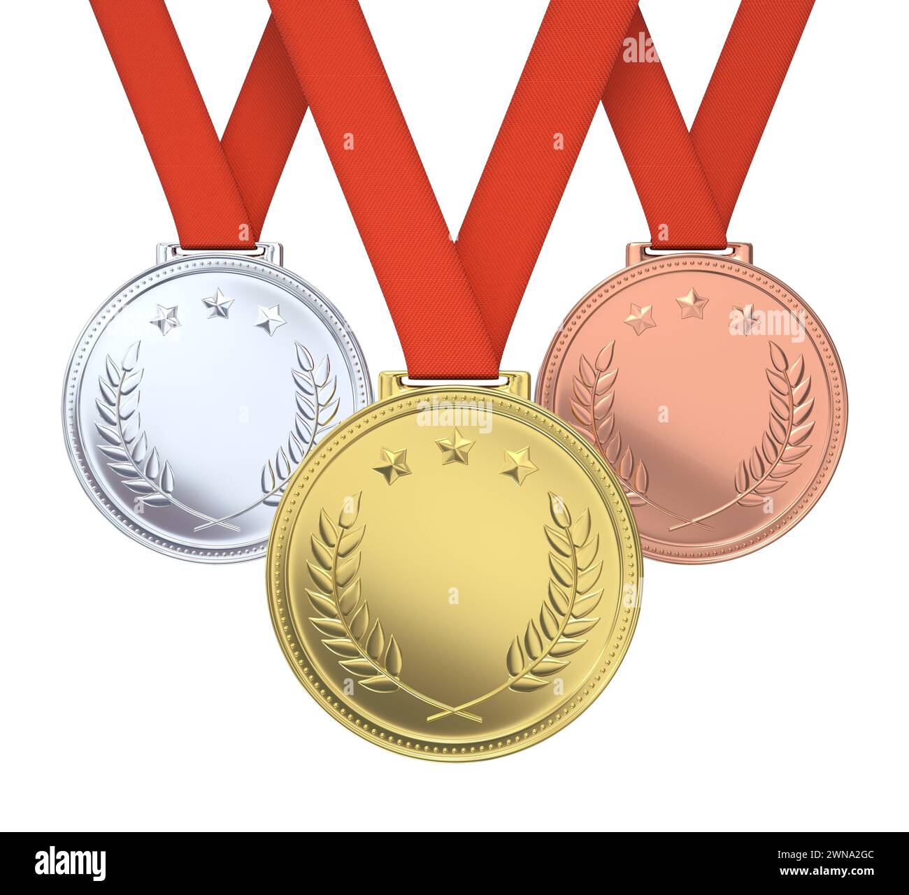 Golden, silver and bronze medals Stock Photo