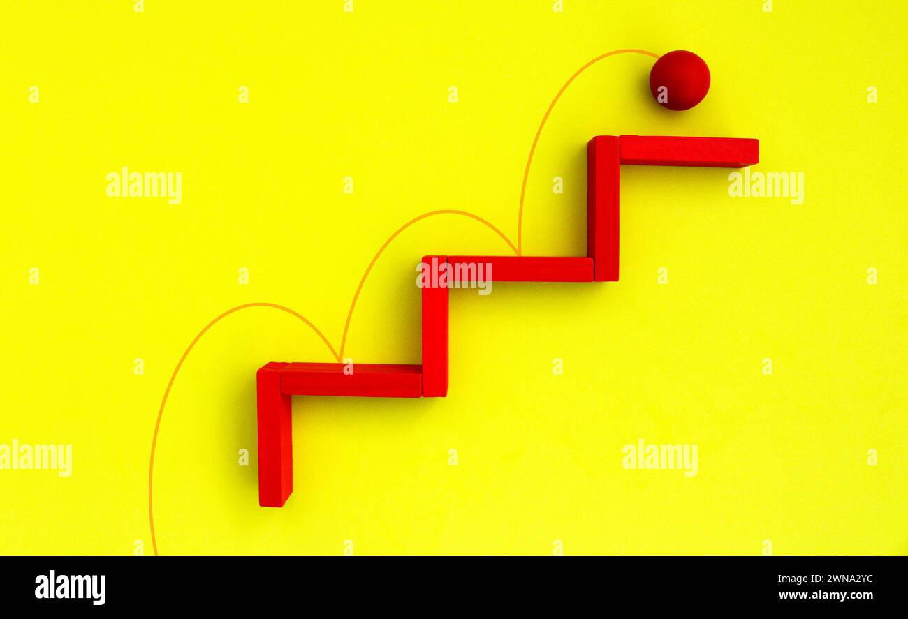 Sphere jumping steps until reaching the highest level Stock Photo Alamy