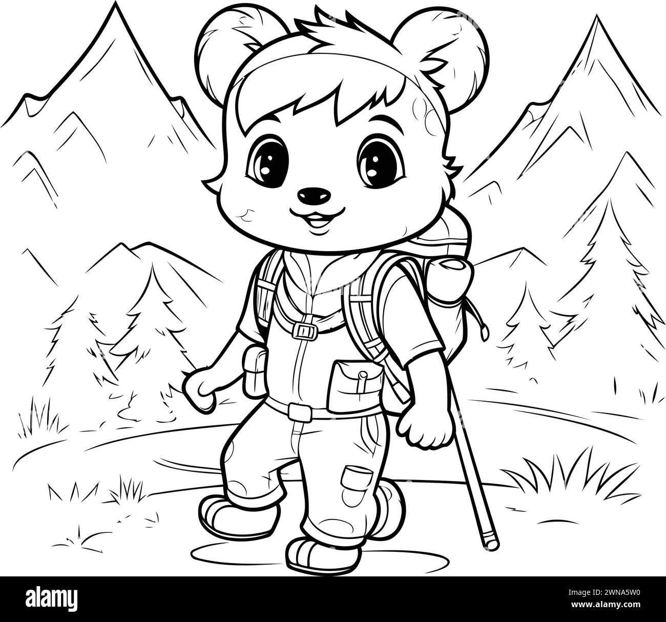 Cartoon hiker Black and White Stock Photos & Images - Alamy