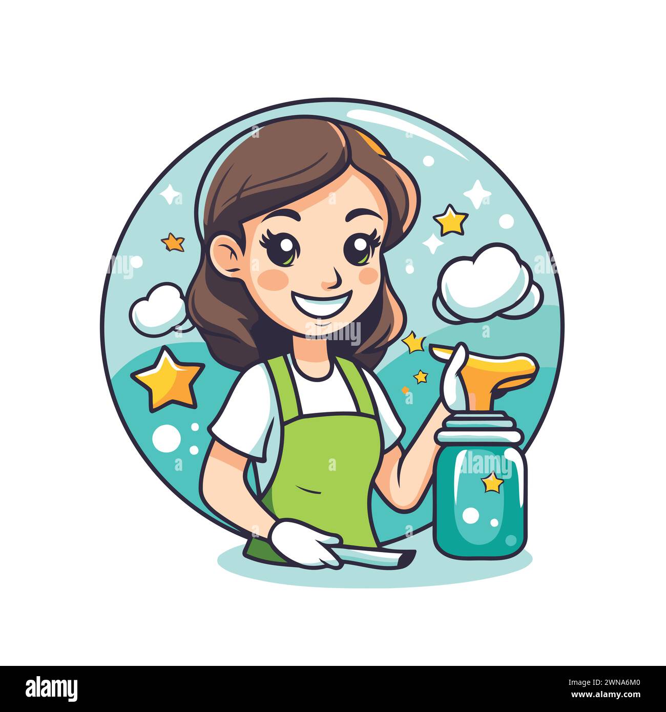 Cleaning service woman happy maid Stock Vector Images - Alamy