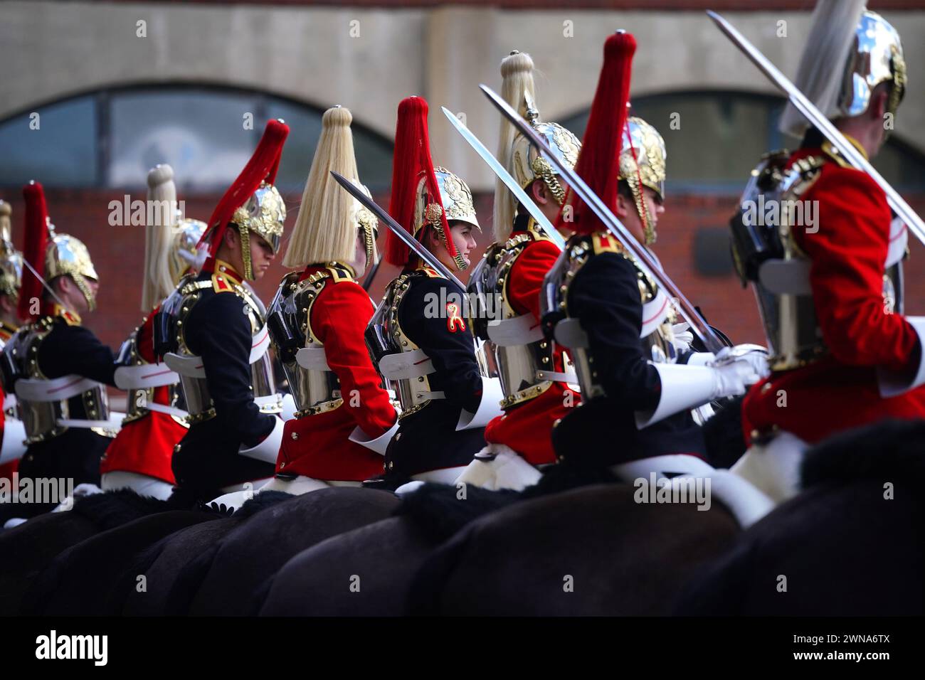 Members of the Life Guards and the Blues and Royals from the Household ...