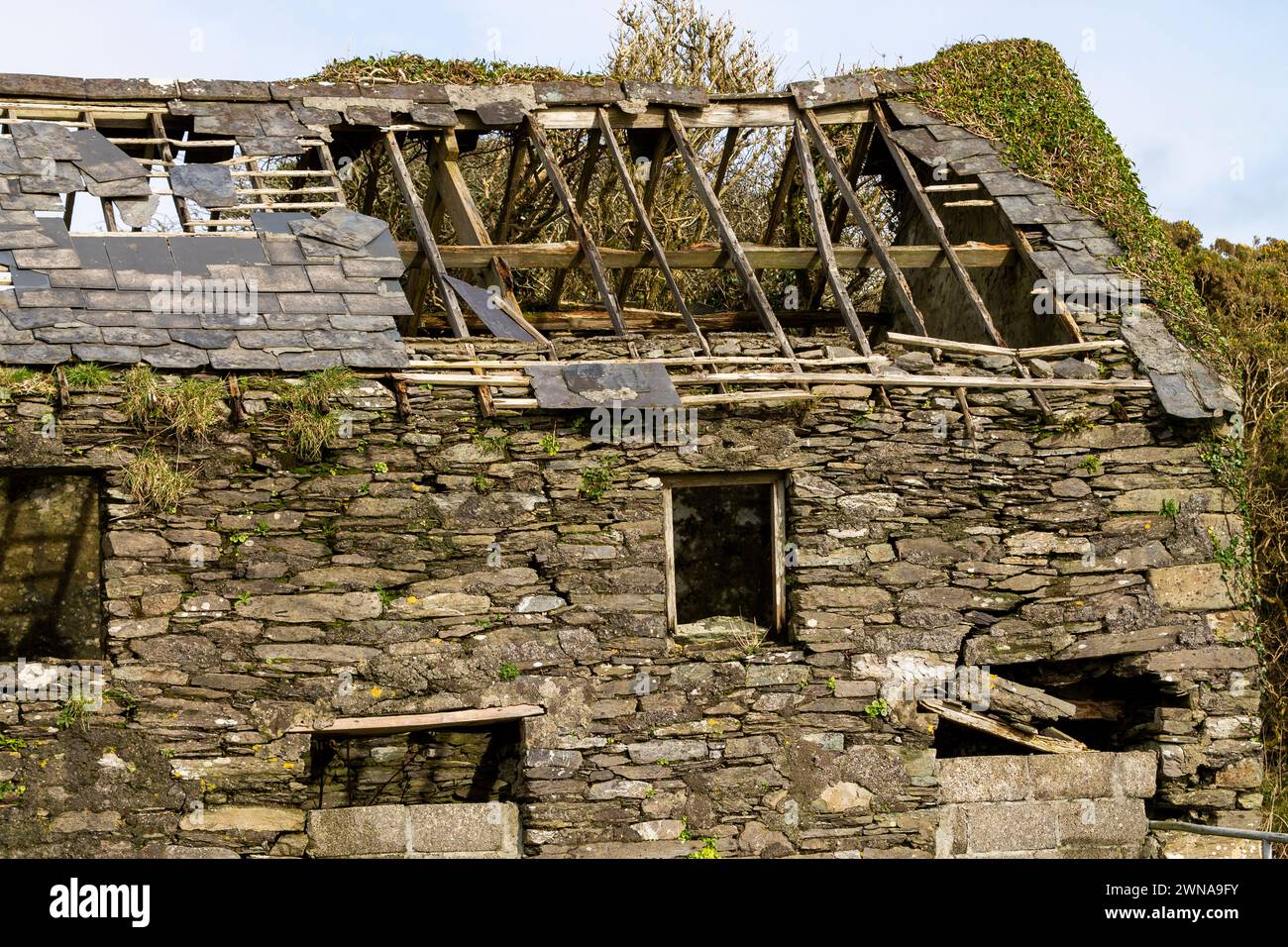 Derelict old Stone Built Farm Building Stock Photo