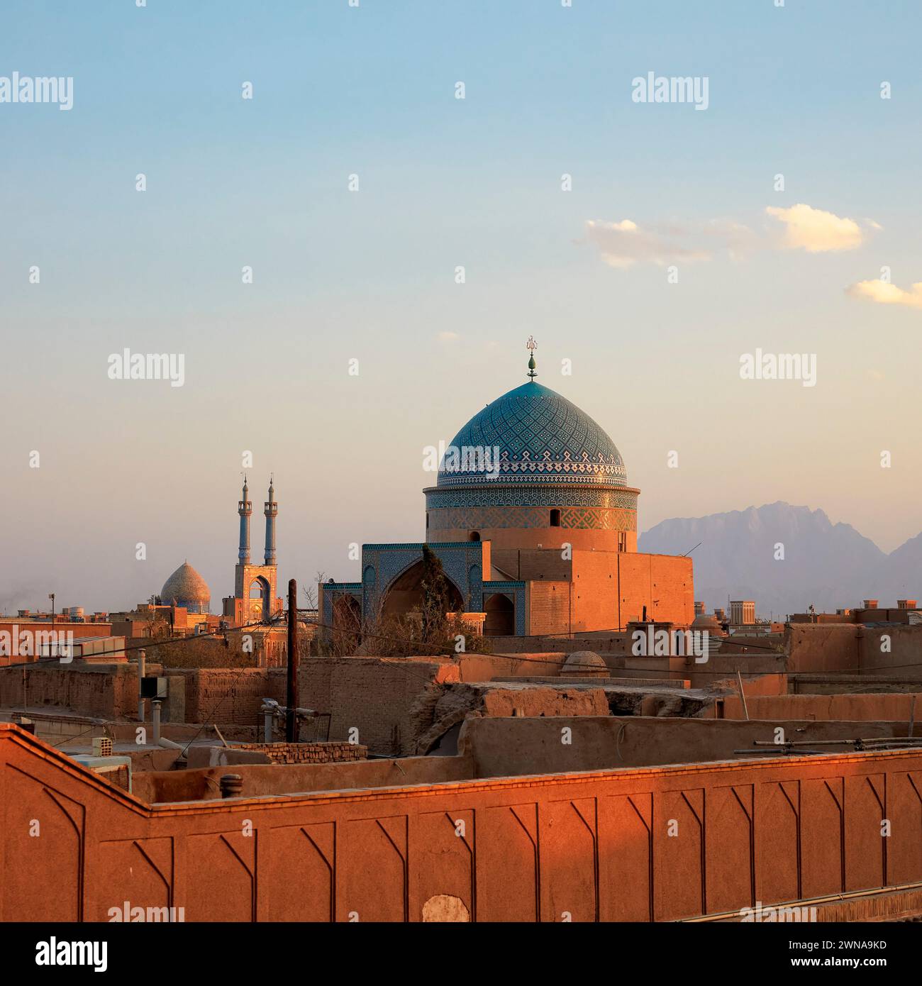 Rooftop view of the Seyed Rokn Addin Mausoleum (14th century) with its ...