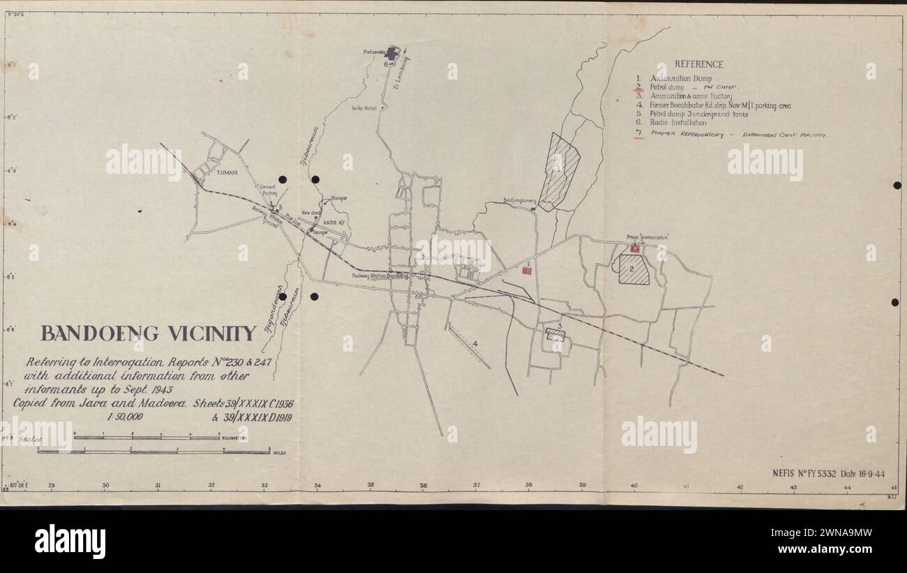 Map of Bandoeng during Indonesian War of Independence 1945-1948 Stock Photo