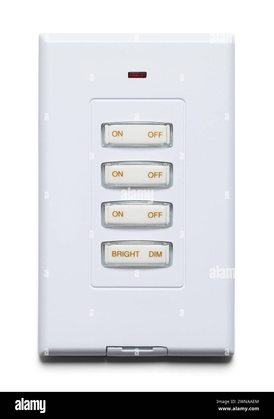 Button Light Switch Cut Out on White. Stock Photo